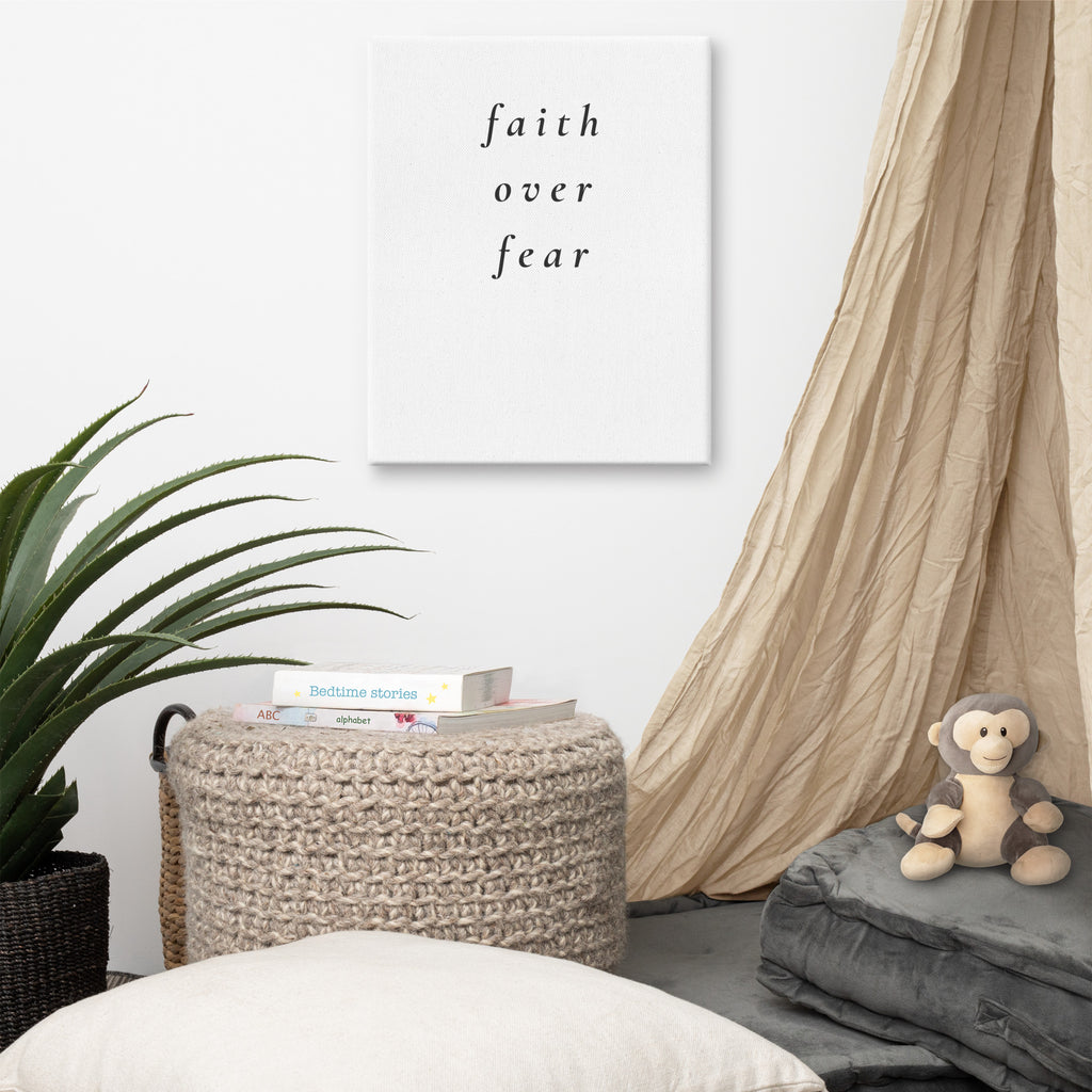 Faith Over Fear Canvas | Minimal Christian Wall Art - Held & Anchored
