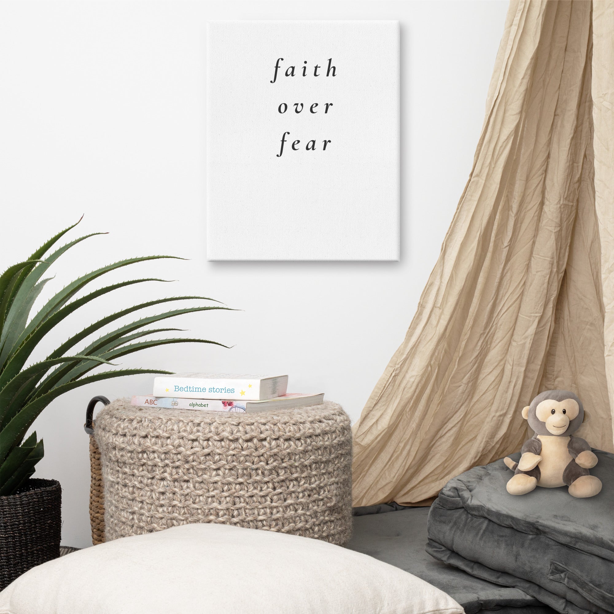 Faith Over Fear Canvas | Minimal Christian Wall Art - Held & Anchored