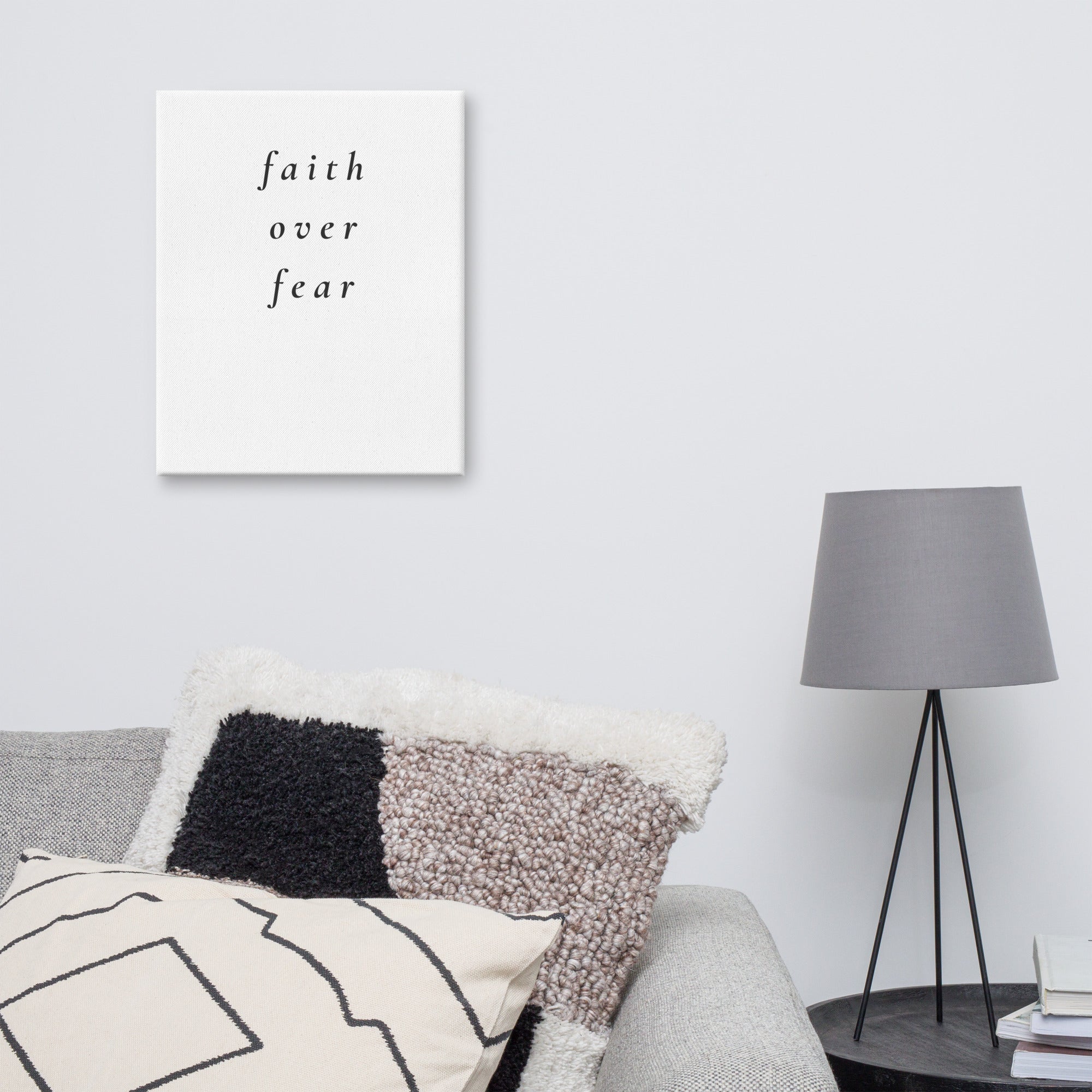 Faith Over Fear Canvas | Minimal Christian Wall Art - Held & Anchored