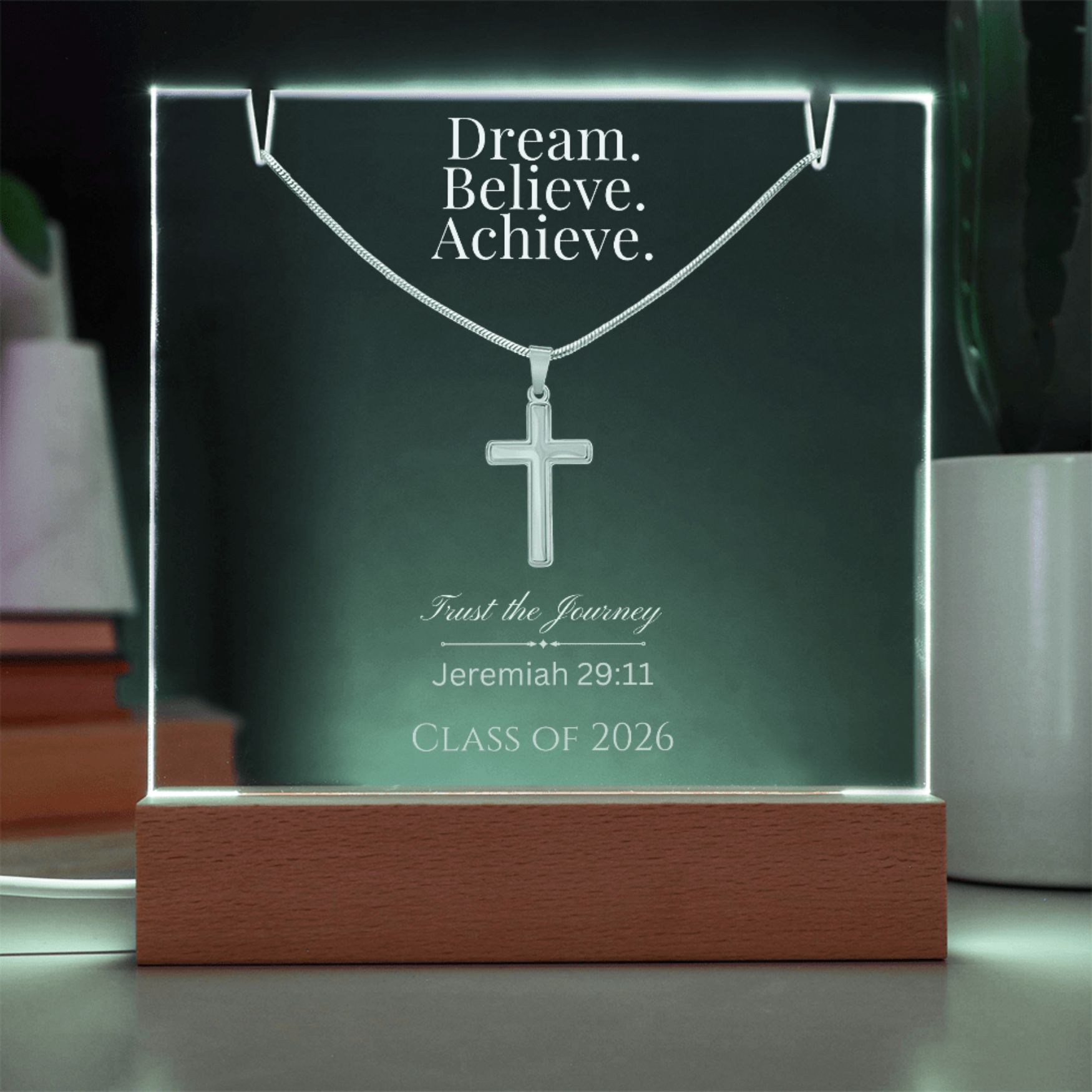Dream. Believe. Achieve. – Class of 2026 Graduation Gift Bundle | Jeremiah 29:11 faith - based apparel - Held & Anchored