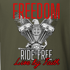 Ride Free. Live By Faith. Motorcycle Tee faith - based apparel - Held & Anchored