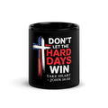 Take Heart coffee mug white glossy 11oz front view showing John 16:33 faith design by Held & Anchored