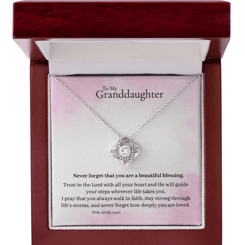 To My Granddaughter – Inspirational Love Knot Necklace faith - based apparel - Held & Anchored