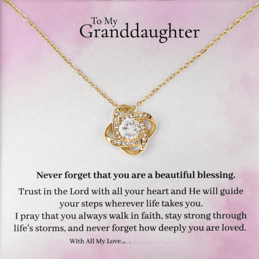 To My Granddaughter – Inspirational Love Knot Necklace faith - based apparel - Held & Anchored