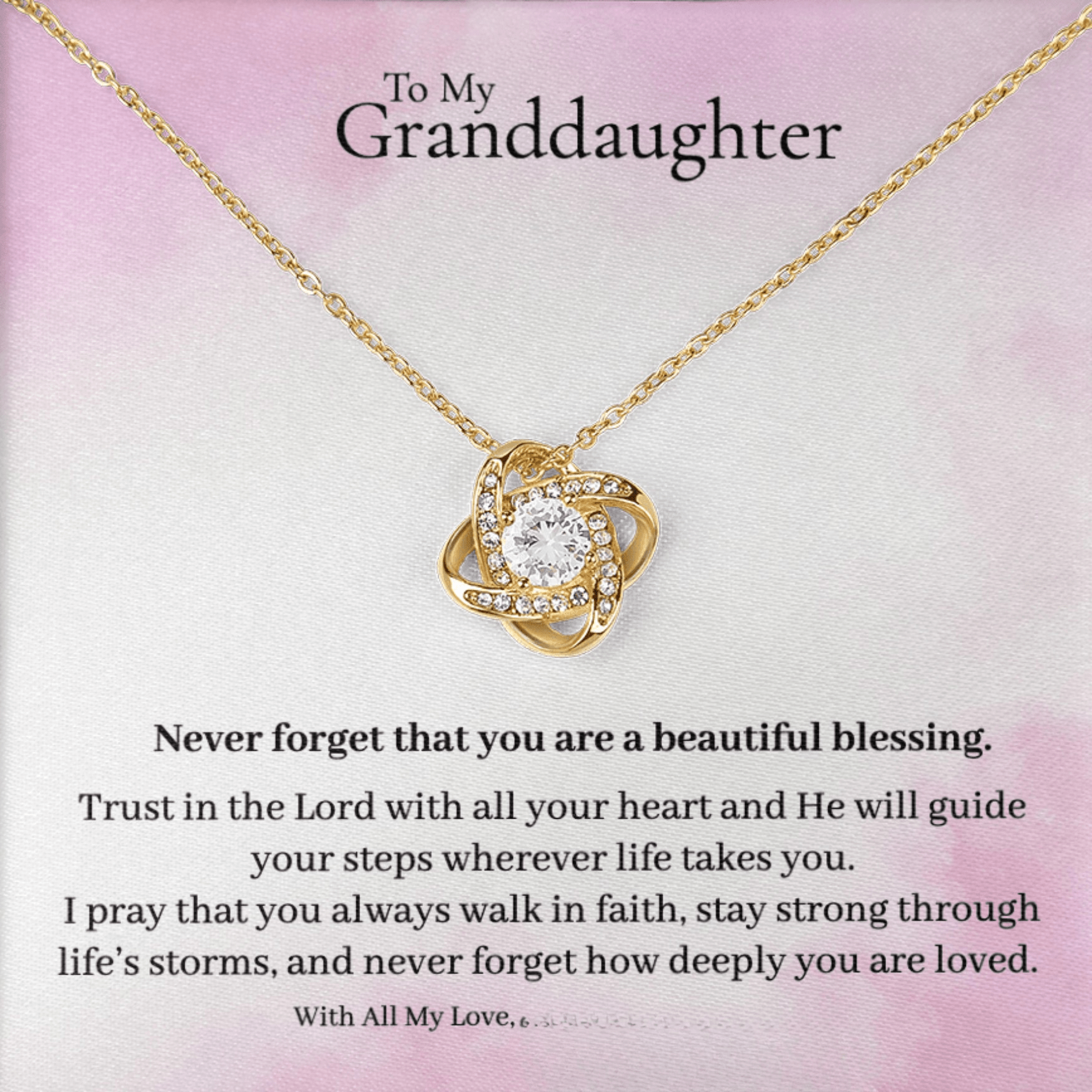 To My Granddaughter – Inspirational Love Knot Necklace faith - based apparel - Held & Anchored