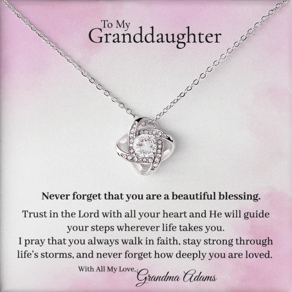 To My Granddaughter Necklace – Inspirational Love Knot Necklace faith - based apparel - Held & Anchored