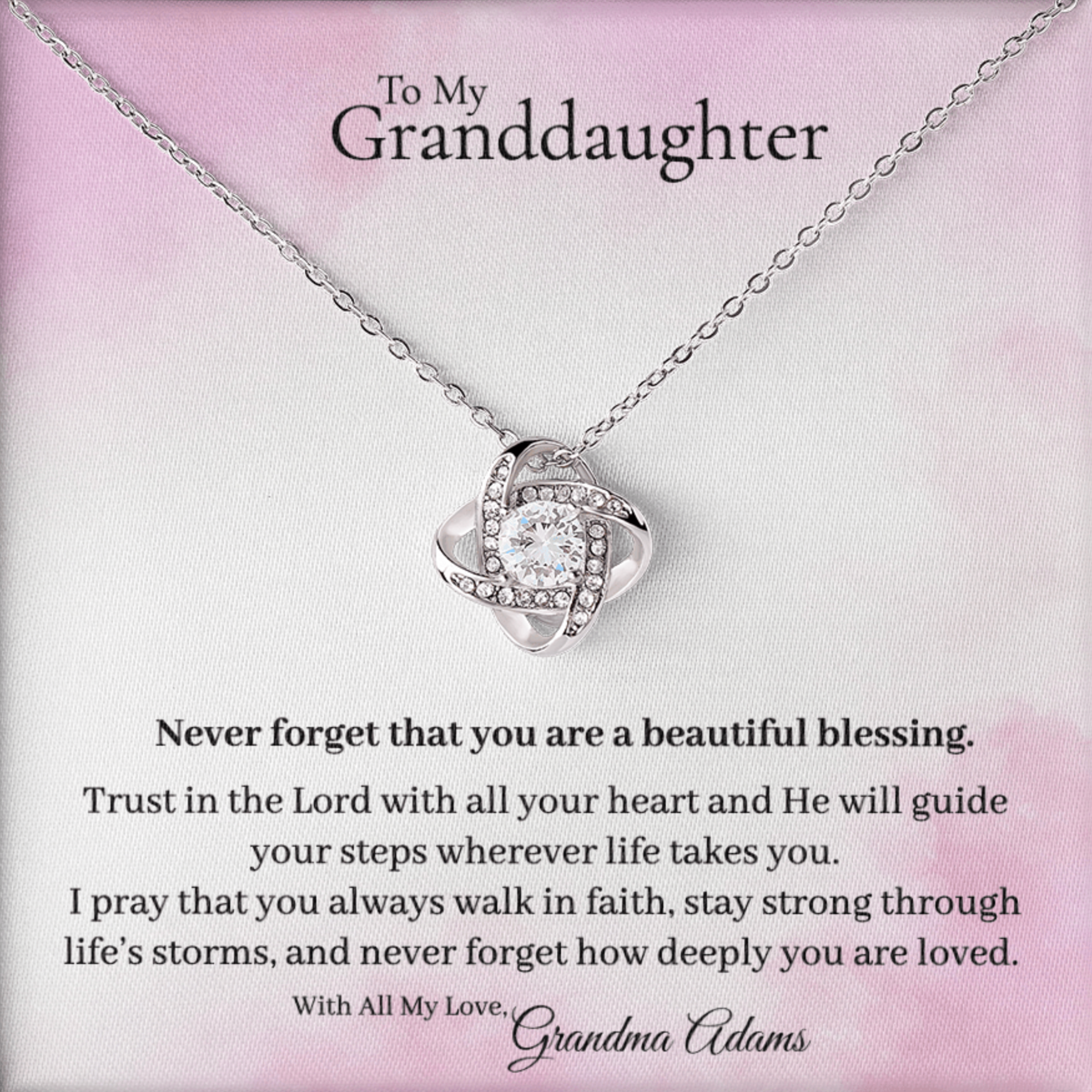 To My Granddaughter Necklace – Inspirational Love Knot Necklace faith - based apparel - Held & Anchored