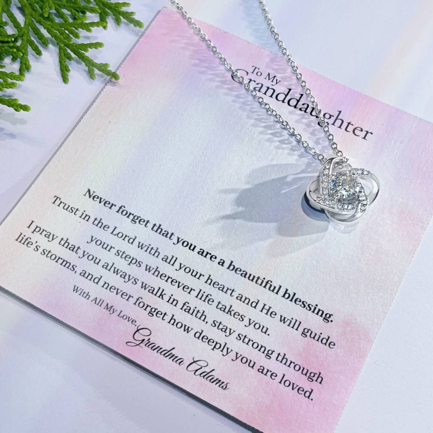 To My Granddaughter Necklace – Inspirational Love Knot Necklace faith - based apparel - Held & Anchored