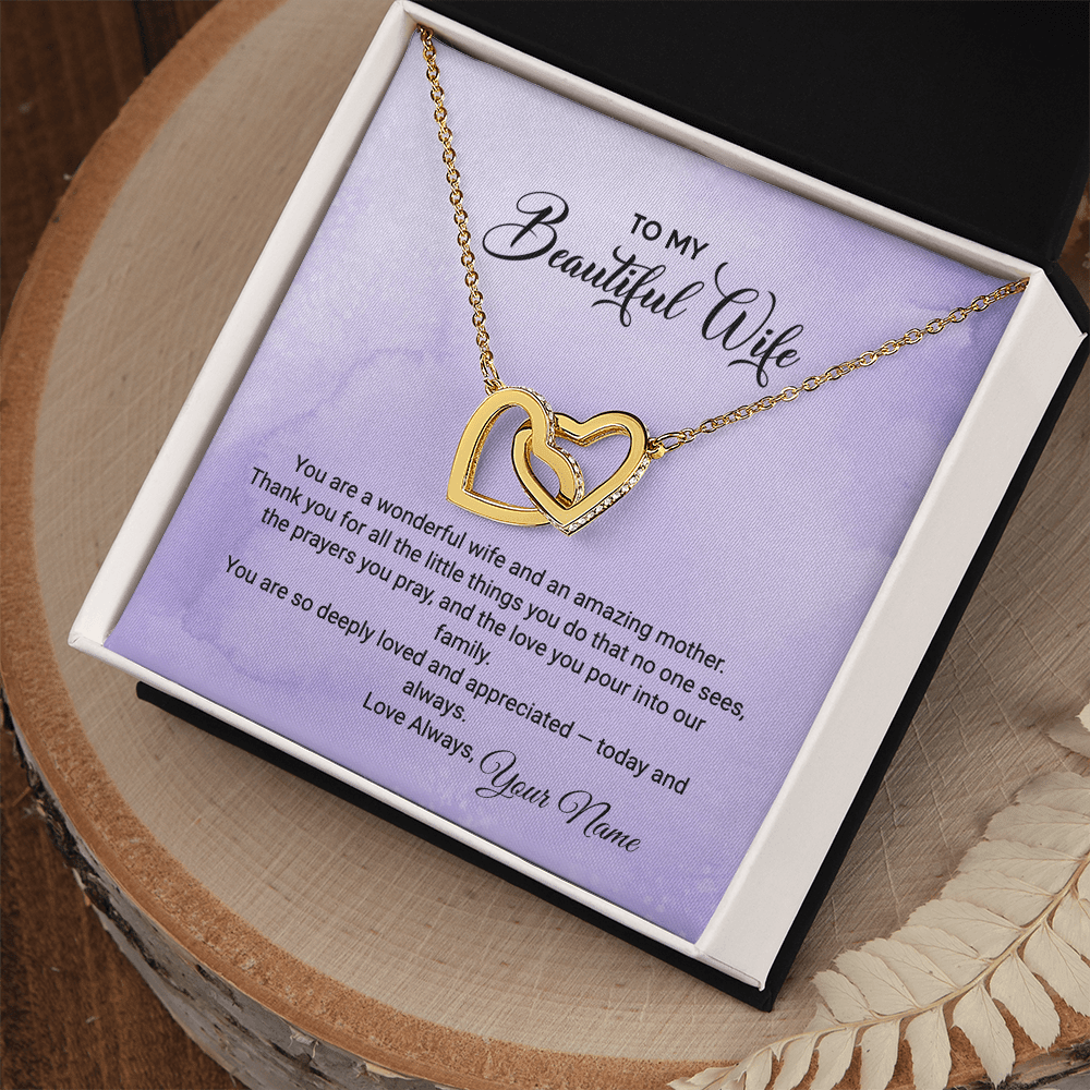 To My Wife / Amazing Mother - Interlocking Heart Necklace faith - based apparel - Held & Anchored