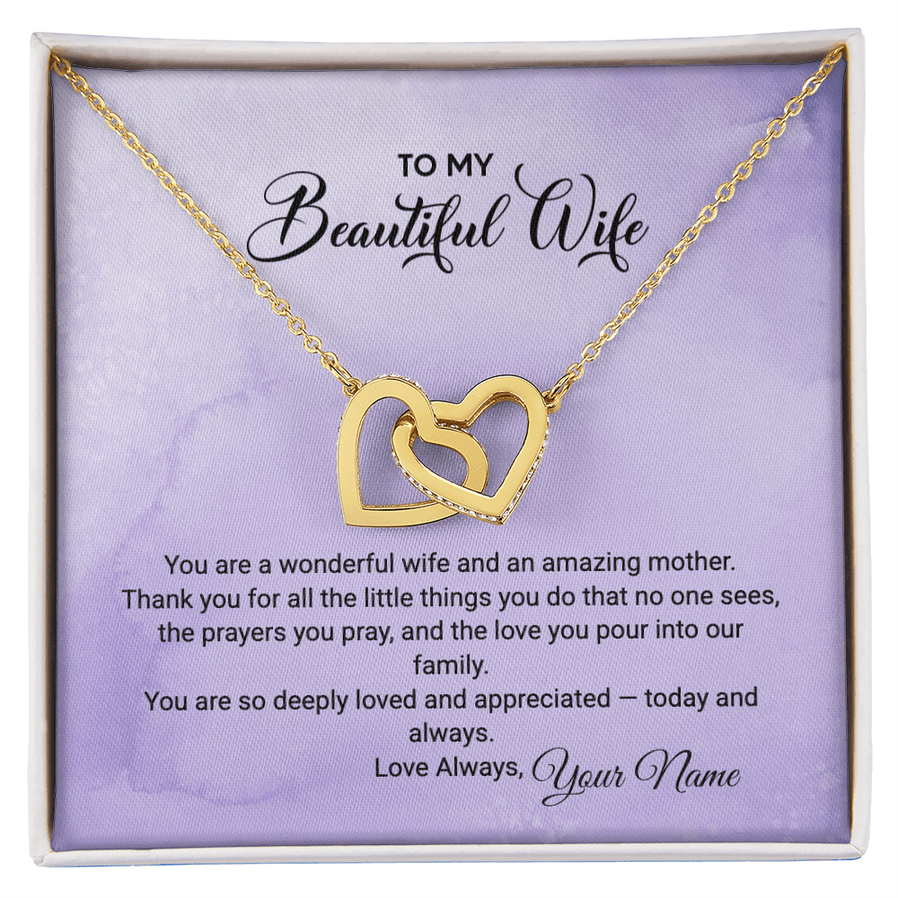 To My Wife / Amazing Mother - Interlocking Heart Necklace faith - based apparel - Held & Anchored