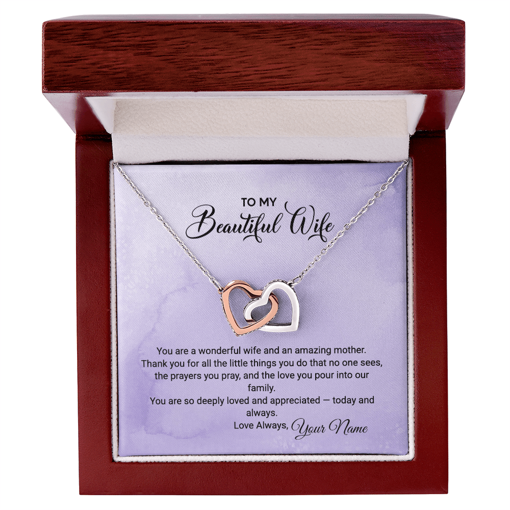 To My Wife / Amazing Mother - Interlocking Heart Necklace faith - based apparel - Held & Anchored