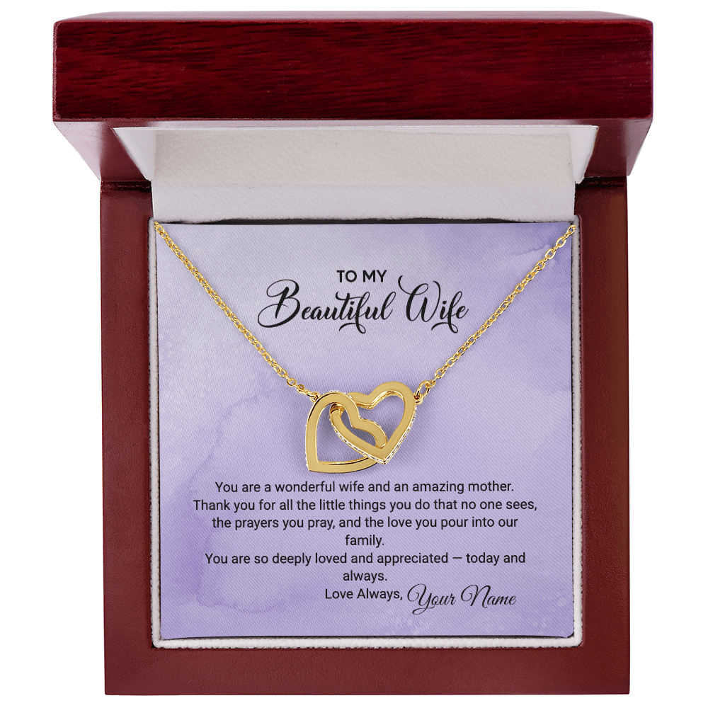 To My Wife / Amazing Mother - Interlocking Heart Necklace faith - based apparel - Held & Anchored