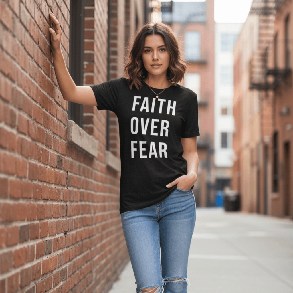 Faith Over Fear Christian T-Shirt | Minimalist Faith Apparel | Inspirational Graphic Tee - Held & Anchored