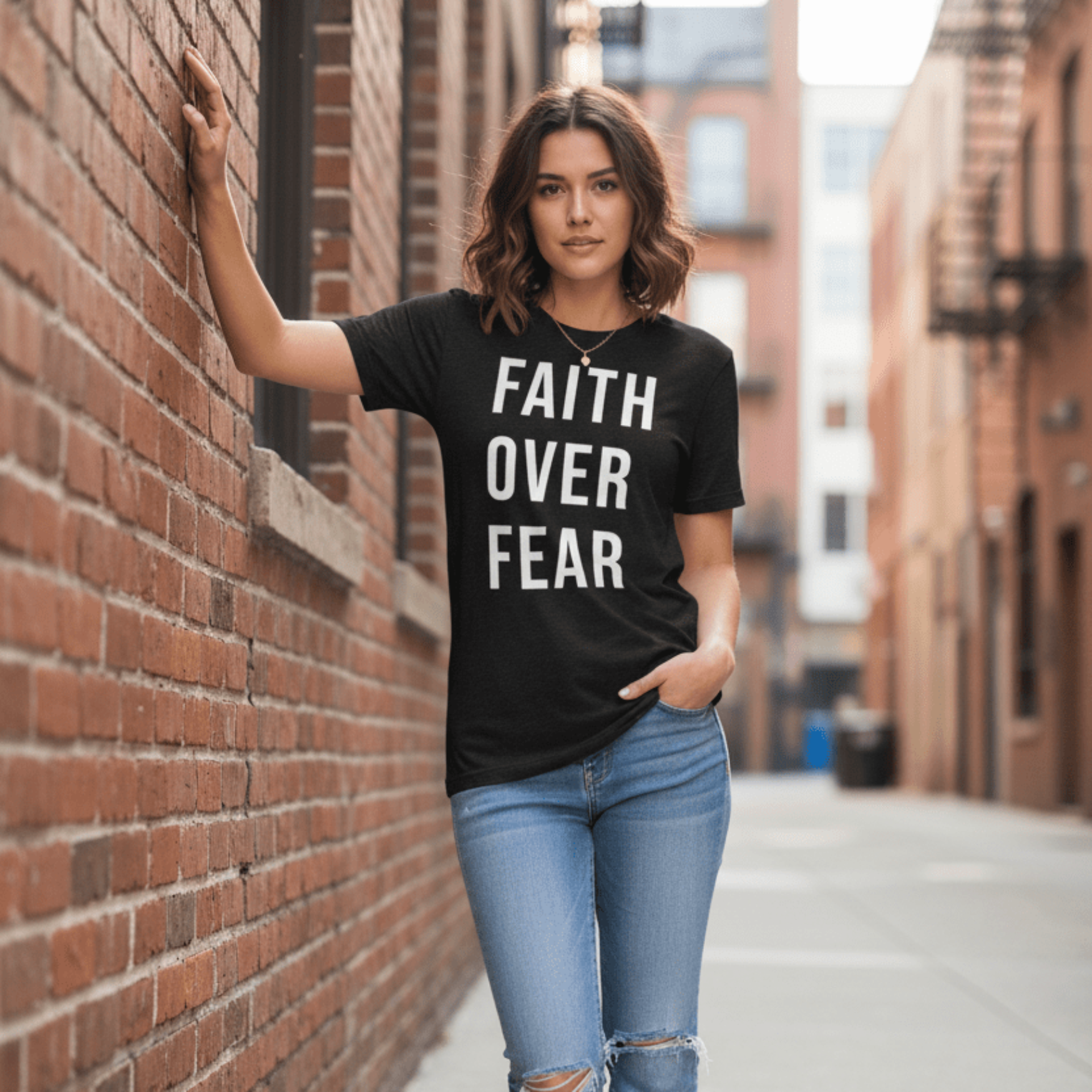 Faith Over Fear Christian T-Shirt | Minimalist Faith Apparel | Inspirational Graphic Tee - Held & Anchored